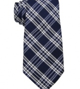 Skip the stripes and head straight for the prepster plaid of this Tommy Hilfiger tie.