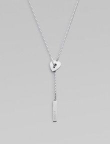 From the Trademark Collection. A sleek sterling silver design with a textured heart and logo pendant on a box chain will make you fall in love. Sterling silverLength, about 21½Pendant size, about ¾Slip-on styleMade in Italy