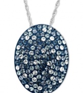 A pendant that brings out your inner party girl. Kaleidoscope's confetti-inspired oval-shaped pendant shines with a mix of blue to clear crystals with Swarovski Elements. Set in sterling silver. Approximate length: 18 inches. Approximate drop: 9/10 inch.