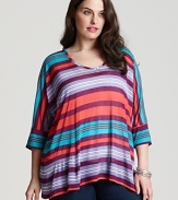 Recalling the pattern of a favorite cabana umbrella, this Splendid striped top is styled in a flowing silhouette complete with chic dolman sleeves.