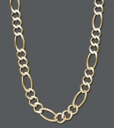 Who says style has to be subtle? This bold necklace chain features a wide figaro link crafted in 14k gold. Approximate length: 22 inches. Approximate width: 7-1/5 mm.