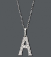 Spell it out in sparkle! This personalized initial charm necklace makes the perfect gift for Abby or Anna. Features sparkling, round-cut diamond accents. Setting and chain crafted in 14k white gold. Approximate length: 18 inches. Approximate drop: 1/2 inch.