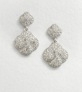 An exquisite knot motif encrusted in pavé crystals. CrystalsRhodium-plated brassLength, about .87Post backImported 