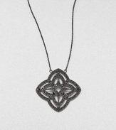 From the Soho Collection. A open floral design in sterling silver encrusted in rich black spinels on a delicate link chain. Black spinelSterling silverLength, about 16Pendant size, about 1.8Lobster clasp closureImported 