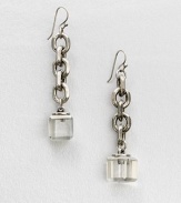 A sleek piece with faceted cube beads on a link chain. EpoxySilvertone brassLength, about 3.1French wire backImported 