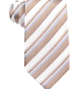 Brighten up a charcoal gray world with this sleek striped tie from Sean John.