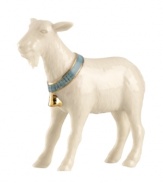 Handsomely decorated in exquisite ivory porcelain, the goat figurine will carry on the traditional Nativity tale, a reminder of the holiday season's true meaning. From the Lenox First Blessings Nativity collection.