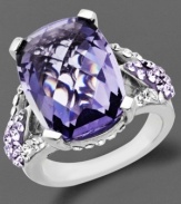 Paint the town in purple. Kaleidoscope's dazzling cocktail ring shines with the addition of dark and light-colored purple crystals with Swarovski Elements. Set in sterling silver. Size 7, 8 and 9.