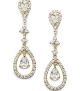 Brighten up. Luminous cubic zirconias (2-3/8 ct. t.w.) add vivacity to B. Brilliant's 18k gold over sterling silver drop earrings. Approximate drop: 1-1/2 inches.