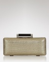 Polish your purse portfolio with this metallic twill clutch from DIANE von FURSTENBERG. Perfectly sized to hold the gadget and the lip gloss, it's a shining example of soiree style.