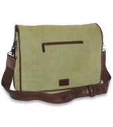 Updated classic and always useful canvas messenger bag with leather trim by Dopp.