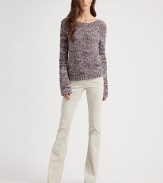 Marled, cotton-rich crewneck with ribbed details and a crochet-knit look. CrewneckLong sleevesRibbed hem76% cotton/24% nylonDry cleanImportedModel shown is 5'10 (177cm) wearing US size 4.