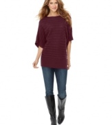 Horizontal ribbed knit and a slouchy-chic shape make Vintage Suzie's tunic sweater stand out! (Clearance)