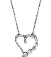 A romantic accent. Giani Bernini's pretty heart-shaped pendant features a cubic zirconia (3/4 ct. t.w.) set in sterling silver. Approximate length: 18 inches. Approximate drop: 1 inch.