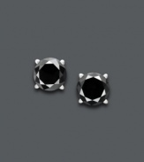 Dynamic sparkle for effortless style. Round-cut black diamonds (1 ct. t.w.) add a bold pop to any ensemble. Crafted in a 14k white gold post setting. Approximate diameter: 1/8 inch.