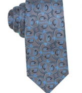 A unique print gives this Alfani silk tie its eye-catching style.