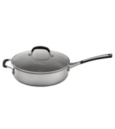 Enjoy consistently superb performance -- from searing to sauteing to browning and more -- with the Simply Calphalon Stainless sauté pan. It's a particularly polished pan, great-looking and hard-working, crafted with a bottom core of heavy-gauge, highly conductive aluminum that helps food cook evenly every time. 10-year warranty.