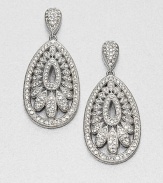 EXCLUSIVELY AT SAKS. Sparkling pavé crystals hand-set in an intricate, teardrop fan design. CrystalsCubic zirconiaRhodium-plated brassDrop, about 1.25Post backImported 