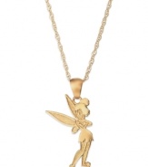 Treat her to her favorite precocious character. Disney's Tinkerbell pendant features a cute, sassy shape and stamped surface in 14k gold. Approximate length: 15 inches. Approximate drop: 1/3 inch.