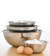 No matter how you handle your kitchen, this set of stainless steel bowls mix in beautifully. Nesting inside each other for easy storage, you'll be sure to find the right bowl for any task. Limited lifetime warranty.