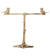 Perched with panache. Fossil's tree stand with two birds makes a stylish piece of decor for any room. Crafted in gold tone mixed metal. Approximate length: 5-1/4 inches.