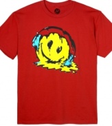 Stop the world. This Hybrid smiley T shirt graphic melts with you.