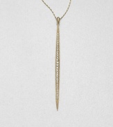 Like a pod protecting its precious contents, this aptly-named pendant offers a graceful, graduated row of dazzling diamonds, suspended on a delicate barley link chain.Diamonds, .54 tcw14k yellow goldChain length, about 26Pendant length, about 3Spring ring claspMade in USA