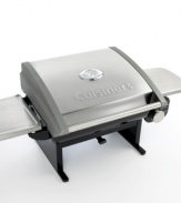 Get your grill on anywhere -- indoors or out. Cuisinart's versatile gas grill brings the heat to any tabletop, picnic or tailgate with its 12,000-BTU burner and enameled cast-iron cooking plate. A unique modular surface system accommodates a variety of interchangeable panels designed specifically for your favorite grilled foods. Three-year limited warranty. Model CGG-200.