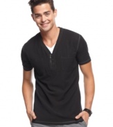 Double down on style with this v-neck with zip detail from Bar III.