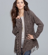 Add rugged flair to any outfit with BandolinoBlu's fringe-trim cardigan. Wear it open and loose, or try it with your favorite leather belt for another look. (Clearance)