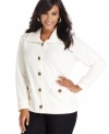 Layer your fall looks with Karen Scott's button-front plus size jacket.