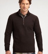 Best worn layered, this handsome, quarter-zip pullover design instantly adds a touch of sophistication to your ensemble.MockneckQuarter-zip placketRibbed knit collar, cuffs and hem60% rayon/25% nylon/15% woolDry cleanImported