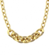 Very well-connected. Vince Camuto's chain necklace is crafted from gold-tone mixed metal with glass crystal pave accents on the front adding a lustrous touch. Approximate length: 16 inches.