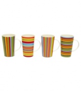 Wake up your morning routine with the Lollypop mugs gift set from Maxwell & Williams. A retro shape and fun stripes add new pep to your regular coffee, cocoa or tea.