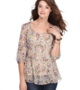 Soft country florals make this NY Collection peasant-style top so ethereal and romantic! Pair with jeans or cords for feminine but earthy look.