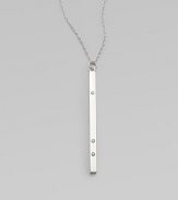 A sleek, sterling silver bar pendant with dazzling diamonds on a link chain. Sterling silverDiamonds, 0.6 tcwLength, about 16 to 20 adjustablePendant size, about 2Lobster clasp closureMade in USA