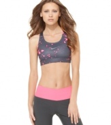 Made from recycled polyester, Nike offers a sporty way to go green and get fit, with this smart sports bra. A splatter print is an utterly modern take on this athletic essential!