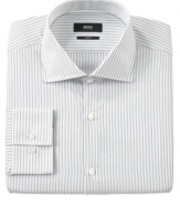 Crafted with a cool, clean stripe, this Hugo Boss shirt easily sets itself apart.