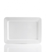 Set 5-star standards for your table with this sleek rectangular platter from Hotel Collection. Balancing a delicate look and exceptional durability, the translucent White China collection of dinnerware and dishes is designed to cater virtually any occasion.