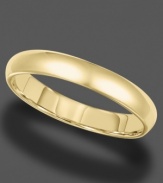 With a rounded edge and slender band, this gleaming 14k gold ring is perfect for every day. Size 8.5-13.