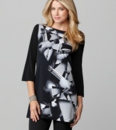 A geometric print adds a little Art Deco-inspired glamour to Style&co.'s knit tunic.