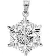 As unique as you are. This stunning diamond-cut snowflake is crafted in 14k white gold. Approximate length: 1 inch. Approximate width: 7/10 inch.