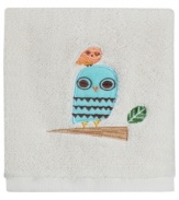 Hoo says owls only come out at night? Wise up to the new look in bath with the Give a Hoot washcloth, featuring a whimsical owl-and-branch embroidered appliqué on soft cotton.