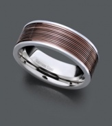 Standout style that makes a symbolic statement. This men's wedding ring by Triton features a modern spin with its brown PVD center set in stainless steel (8 mm). Size 10.