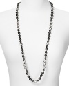 Gleaming gray pearls add dark elegance to denim and LDBs alike. From Lauren by Ralph Lauren.