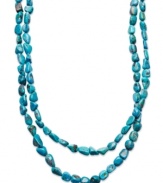 Long and luxurious, or layered and chic. Avalonia Road's pretty turquoise necklace (69 ct. t.w.) features asymmetrical nuggets with a sterling silver clasp. Approximate length: 48 inches.