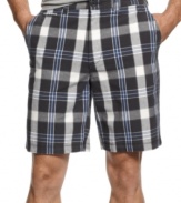 Modernize your plaid picks with the saturated color of these shorts from Club Room.