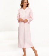 Reward yourself at the day's end. This nightgown by Miss Elaine features soft brushed back satin and a roomy fit, perfect for relaxing or sleeping.