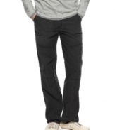 Change up your denim style with this pair of jean-inspired cargo pants from Calvin Klein.