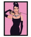 Fill your home with star power. Audrey Hepburn strikes her most famous pose from Breakfast at Tiffany's in this textured art print. With a simple, satin-black frame.